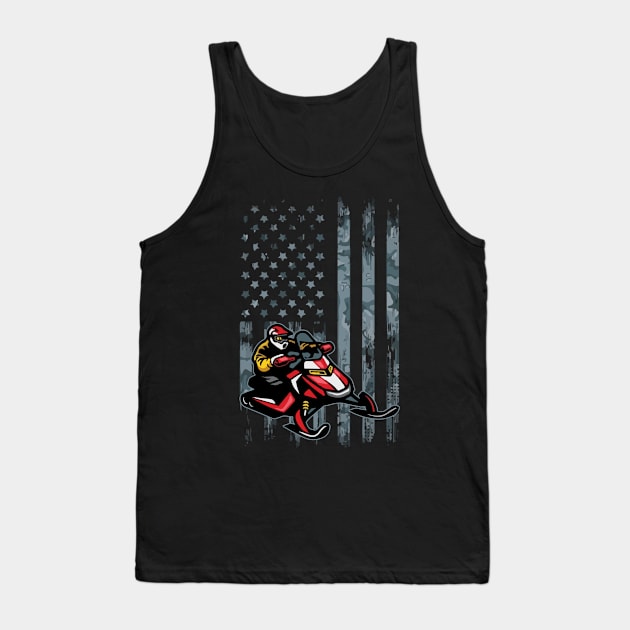 Snowmobile Camo USA American Flag Winter Sports Tank Top by DressedForDuty